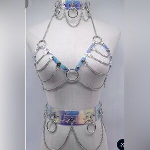 Handmade iridescent body harness set (3 pieces)